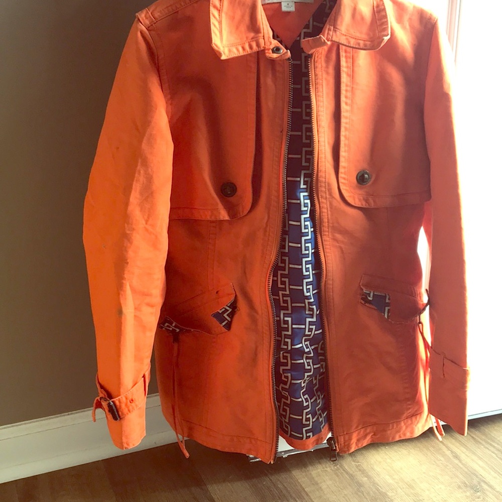 size 8 Tommy Hilfiger Coat. Orange in color.
